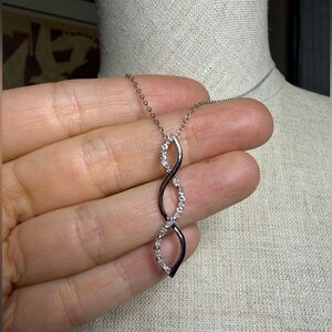 Diamond Sterling Silver Infinity Twist Pendant Necklace